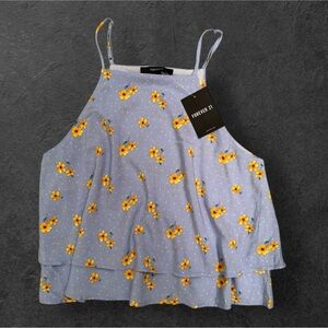 Forever 21 Floral Blue Tank Top sz S